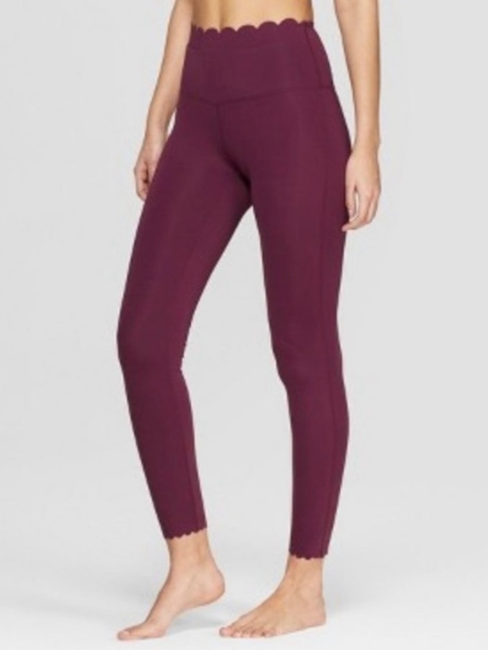 JoyLab High-Waist Scallop-Trim Plum Leggings. Size XL.‎